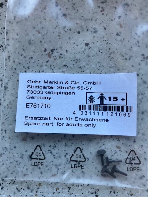 Märklin e 761710 4 Puffer til Br 103 33572 37572 mm. H0 Nyt