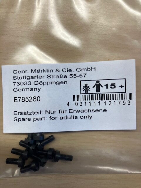 Märklin e 785260 Skrue til bund Til f.eks DSB MY. H0 Ny Pris pr stk.