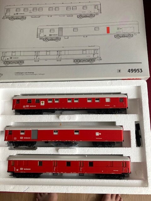 Märklin 49953 Vognsæt Til "Goliath kran"  Med MFX. 3 vogne H0 Let Brugt.