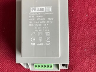 Faller 180641 Trafo Brugt 5V DC 12 V DC og 16 V AC 0,5 A 0,5 A 3,15 A.  NYPRIS 889 Kr