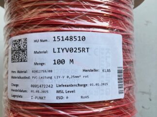 RØD Ledning 1 x 0,25 mm2 flertrådet. Nyt pris pr Meter.